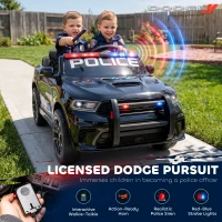 Qaba Licensed Dodge Ride On Police Car for Kids with 2 Seater, Remote, Suspension, Flashing Lights, Siren for Ages 3-6, Black(m-4)