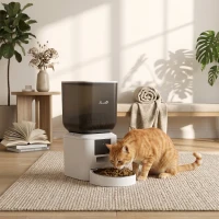 PawHut Automatic Cat Feeder, 2.4G WiFi, Smart APP Control 8L Pet Feeder Dispenser 1-10 Meals with 10s Meal Call Back(m-8)