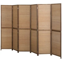 HOMCOM Room Divider, 6 Panel Folding Privacy Screen, 6 FT Tall Hand-Woven Bamboo Wall Partition, Brown(m-1)