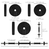 Soozier 44LBS 2-in-1 Adjustable Barbell & Dumbbells Set, Weights Set with Non-slip Handles for Men and Women Home Gym Training(m-3)