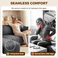 HOMCOM Sectional Couch with Integrated Seat, 3 Seater L-Shaped Sofa with Changeable Chaise, Spring Cushion, Charcoal Grey(m-5)
