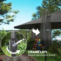 Outsunny Extra Large 15 ft Patio Umbrella, Double-Sided Wide Outdoor Umbrella with Crank Handle and Air Vents for Backyard, Deck, Pool, Market, Gray(m-7)