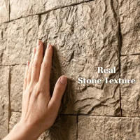 HOMCOM 8-Pack 3D Faux Stone Wall Panels, Lightweight Polyurethane Panels for Interior and Exterior Accent Walls, Beige(m-4)