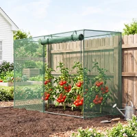 Outsunny 6 x 3ft Crop Cages for Garden, Plant Protectors from Animals, Two Zippered Doors, Storage Bag, 6 Ground Stakes, Green(m-2)
