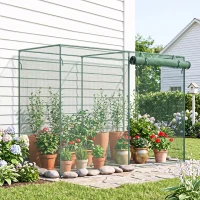 Outsunny 6 x 3ft Crop Cages for Garden, Plant Protectors from Animals, Two Zippered Doors, Storage Bag, 6 Ground Stakes, Green(m-10)