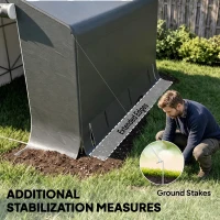 Outsunny 10' x 10' Portable Shed, Waterproof Bike Tent with Roll-up Zipper Door and Reinforced Galvanised Metal Frame, Dark Grey(m-7)