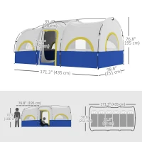 Outsunny 4 Person Camping Tent, 3 Room Cabin Tent, 3000mm Waterproof and UPF30+ with Sewn in Groundsheet and Carry Bag, Blue(m-3)