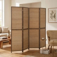 HOMCOM Room Divider, 4 Panel Folding Privacy Screen, 6 FT Tall Hand-Woven Bamboo Wall Partition, Brown(m-10)