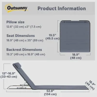 Outsunny 2 Pieces Beach Lounge Chair, Outdoor Folding Chaise Lounge Set w/ Pillow for Sunbath, Snap, Grey(m-3)