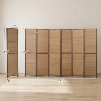 HOMCOM Room Divider, 6 Panel Folding Privacy Screen, 6 FT Tall Hand-Woven Bamboo Wall Partition, Brown(m-3)