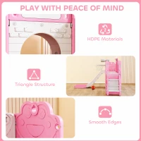 Qaba 7 in 1 Kids Slide with Climber, Basketball Hoop, Telescope, Indoor Outdoor Playground, for Boys Girls Ages 1-3, Pink(m-6)