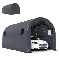 Outsunny 10' x 19' Heavy Duty Carport, Portable Garage Car Canopy Tent Shelter with Reinforced Galvanized Frame, Dark Grey(m-9)