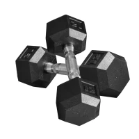 Soozier 2 x 12lbs Rubber Dumbbells Weight Set, Dumbbell Hand Weight for Body Fitness Training, Home Office Gym, Black(m-2)