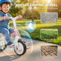Qaba 7 in 1 Tricycle Stroller for Toddler 1-5 Years w/ Adjustable Push Handle, Rotatable Seat, Removable Canopy, Pink(m-9)