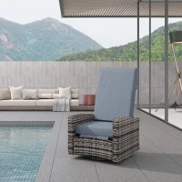 Outsunny Outdoor Wicker Swivel Recliner Chair, Lifting Footrest, 360° Rotating Basic, Water-resistant Cushions, Gray(m-8)