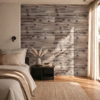 HOMCOM 8-Pack 3D Faux Wood Wall Panels, Lightweight Polyurethane Panels for Interior and Exterior Accent Walls, Gray Wood Grain(m-10)