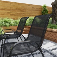 Outsunny Set of 4 Outdoor Dining Chairs, Stackable Lawn Chairs with High Back, Breathable Mesh Seat for Garden Porch, Black(m-7)
