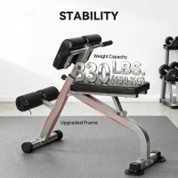 Soozier Roman Chair Back Extension Machine, Height Adjustable Hyperextension Bench, 38" x 26.8" x 27.2–43.3", Silver Tone(m-6)