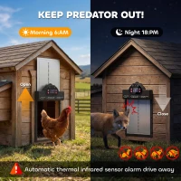PawHut 2K HD AI Camera Automatic Chicken Coop Door with APP, WiFi Solar Powered with 5200 mAh Large Battery, Alarm Driver(m-4)