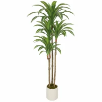 HOMCOM 5FT Dracaena Fake Plant, Artificial Plant with Bendable Trunks for Home Office Decor, Green(m-9)