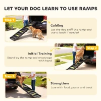 PawHut Dog Stairs for Car Truck SUV, Foldable Dog Ramp for Large Medium Small Dogs, Black(m-8)