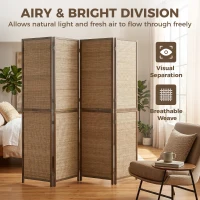 HOMCOM Room Divider, 4 Panel Folding Privacy Screen, 6 FT Tall Hand-Woven Bamboo Wall Partition, Brown(m-7)