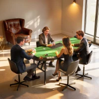 Soozier Poker Table Foldable, 72" Portable Casino Blackjack Table for 8 Players with Felt Surface, Cup Holders, Green(m-2)