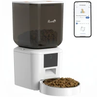 PawHut Automatic Cat Feeder, 2.4G WiFi, Smart APP Control 8L Pet Feeder Dispenser 1-10 Meals with 10s Meal Call Back(m-13)
