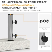 Outsunny 55 lbs Half Granite Parasol Base, Outdoor Umbrella Stand Weight for 1.3", 1.5", 1.9" Umbrella Poles, Grey(m-4)