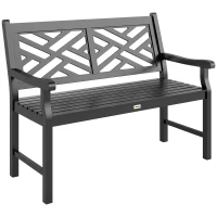 Outsunny 46" Outdoor Bench, Wooden Patio Loveseat with Slatted Frame and Armrests, 2 Seater Garden Bench for Porch, Lawn, Black(m-12)