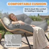 Outsunny Indoor Outdoor Papasan Rocking Chair, Oversized Rocking Egg Chair with Cushion for Garden, Patio, Grey(m-5)