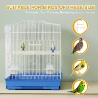 PawHut 23" Bird Cage, Finches Canaries, Parrot Cage with Doors Perches, 2 Feeder Pet Supplies, Blue(m-7)