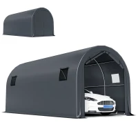 Outsunny 10' x 19' Heavy Duty Carport, Portable Garage Car Canopy Tent Shelter with Reinforced Galvanized Frame, Dark Grey(m-2)