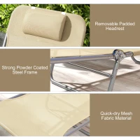 Outsunny Folding Outdoor Lounge Chair Set of 2, Reclining Tanning Chair with 5-Position Adjustable Backrest, Brown(m-5)