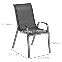 Outsunny Set of 4 Outdoor Dining Chairs, Stackable Lawn Chairs with High Back, Breathable Mesh Seat for Garden Porch, Black(m-3)