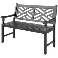 Outsunny 46" Outdoor Bench, Wooden Patio Loveseat with Slatted Frame and Armrests, 2 Seater Garden Bench for Porch, Lawn, Black(m-2)