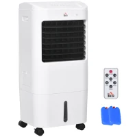 HOMCOM Cooling Fan for Bedroom with Ice Pack, Tower Fan with Remote Control, 3 Modes, 3 Speeds, 7.5H Timer, White(m-13)