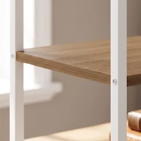 HOMCOM Folding Computer Desk with 4-Tier Bookshelf Space-Saving Home Office Desk, Natural(m-12)