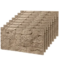 HOMCOM 8-Pack 3D Faux Stone Wall Panels, Lightweight Polyurethane Panels for Interior and Exterior Accent Walls, Beige(m-1)