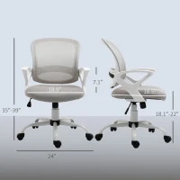 HOMCOM Swivel Mid Back Computer Desk Chair, Ergonomic Mesh Office Chair with Rocking Function, Rolling Wheels, Gray(m-3)