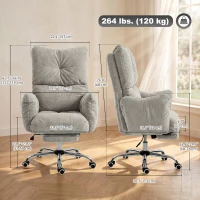 HOMCOM Office Chair with Foot Rest, Ergonomic Reclining Computer Gaming Chair w/ Snow Flannel Fabric, Thick Cushion, Light Grey(m-3)