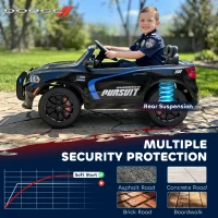 Qaba Licensed Dodge Ride On Police Car for Kids with 2 Seater, Remote, Suspension, Flashing Lights, Siren for Ages 3-6, Black(m-7)