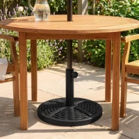 Outsunny 21 lbs Cement Round Market Umbrella Base Holder, 18" Heavy Duty Parasol Stand with Rattan Design for Patio, Black(m-7)