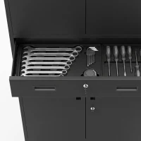 HOMCOM Metal Storage Cabinet with Locking Doors and Drawer,  71" Tall Lockable Garage Storage Cabinet with Adjustable Shelves(m-9)