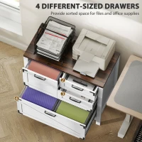HOMCOM Lateral Filing Cabinet, Farmhouse File Cabinet with 4 Drawers, Fit Letter/A4/Legal Hanging Files, White(m-4)
