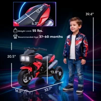 Aosom 6V Kids Motorcycle, Battery-Operated Mini Electric Motorbike with Forward/Reverse Switch, Horn, Red(m-3)
