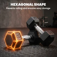 Soozier Rubber Dumbbells Weight Set, Total 30lbs Dumbbell Hand Weight for Body Fitness Training for Home Office Gym, 2 x 15lbs(m-6)
