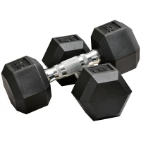 Soozier Rubber Dumbbells Weight Set, Total 30lbs Dumbbell Hand Weight for Body Fitness Training for Home Office Gym, 2 x 15lbs(m-2)