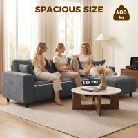 HOMCOM Sectional Couch with Integrated Seat, 3 Seater L-Shaped Sofa with Changeable Chaise, Spring Cushion, Charcoal Grey(m-7)