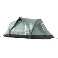 Outsunny 5 Person Family Tent, Outdoor Camping Tent with Lighting Hook, Carrying Bag for Camping, Hiking and Travelling, Green(m-2)